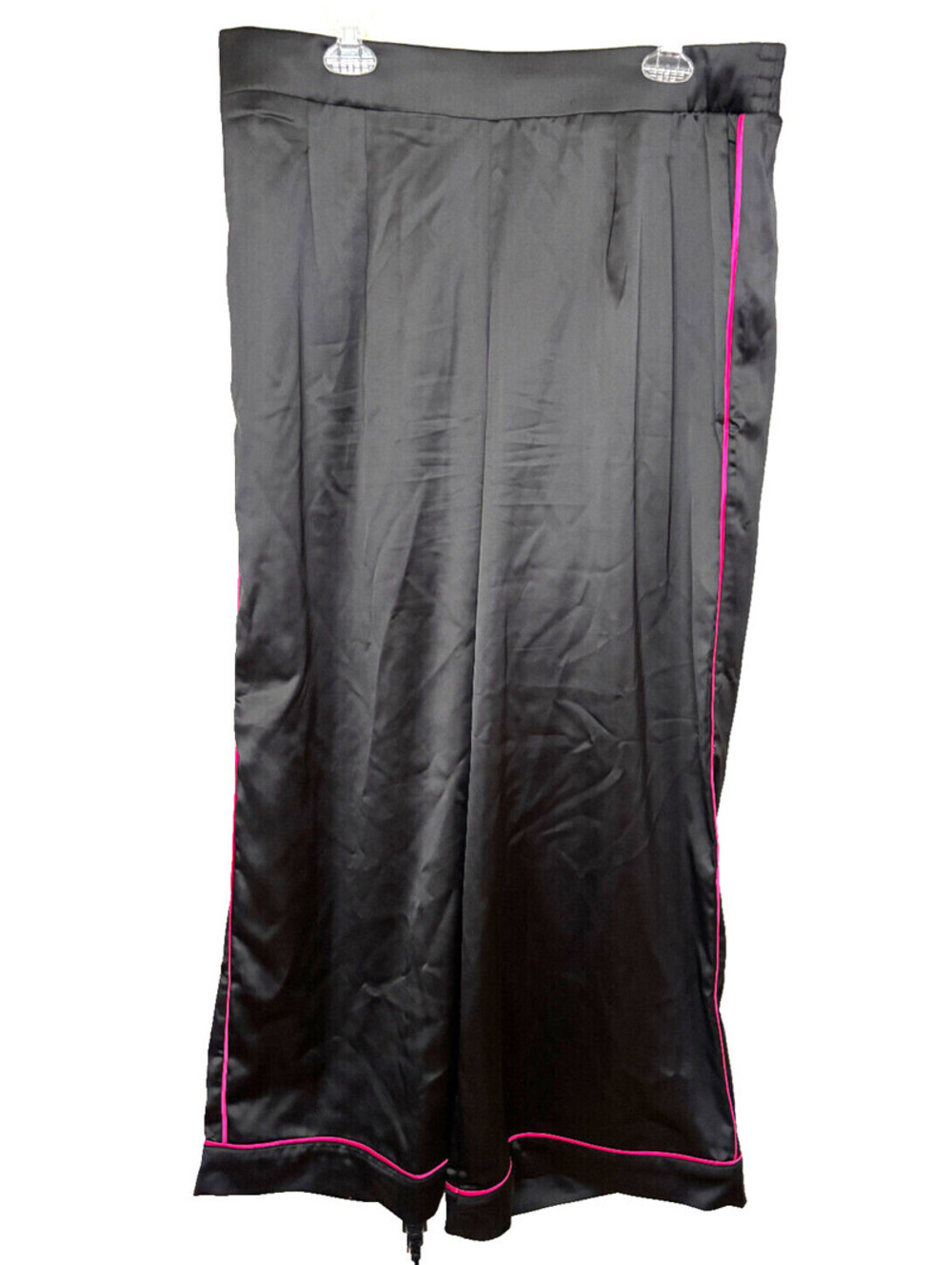 Torrid Wide Leg High Rise Streaky Satin Pants Womens 1R Black Pink Pull On - Picture 1 of 3